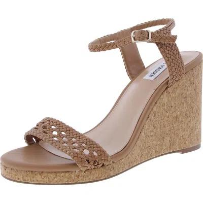 Steve Madden Mio Womens Cork Faux Leather Wedge Sandals In Multi