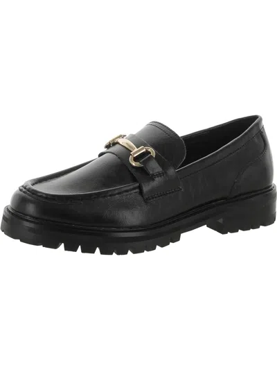 Steve Madden Mistor Womens Patent Lugged Sole Loafers In Black