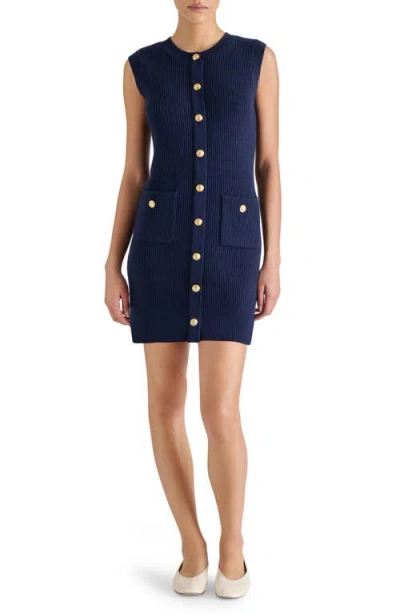 Steve Madden Mitsy Sleeveless Rib Sweater Dress In Blue