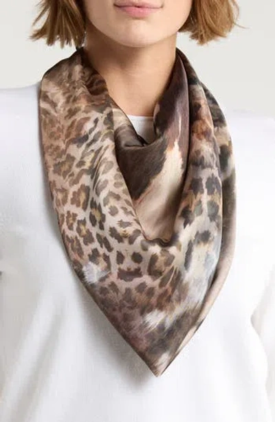 Steve Madden Mixed Zoology Satin Scarf In Brown