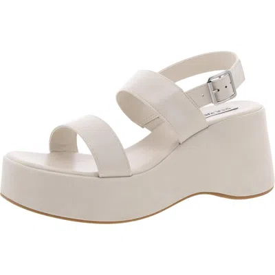 Steve Madden Mixture Womens Adjustable Faux Leather Platform Sandals In Beige