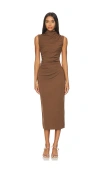 Steve Madden Mo Funnel Neck Matte Jersey Dress In Cocoa