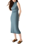 Steve Madden Mo Funnel Neck Matte Jersey Dress In Blue