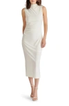 Steve Madden Mo Funnel Neck Matte Jersey Dress In Marshmallow