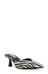 Steve Madden Micki-z Zebra Calf Hair Leather Kitten Heel Mule Pumps In Zebra