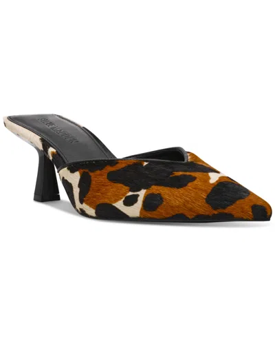 Steve Madden Mod-a Mid-heel Dress Mules In Cowprint Multi