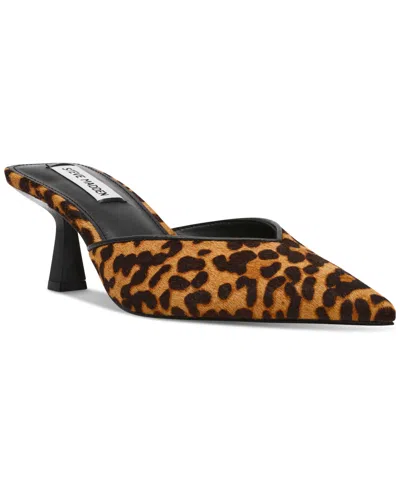 Steve Madden Mod-a Mid-heel Dress Mules In Leopard Multi