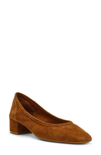Steve Madden Mollie Block Heel Pump In Chestnut Suede