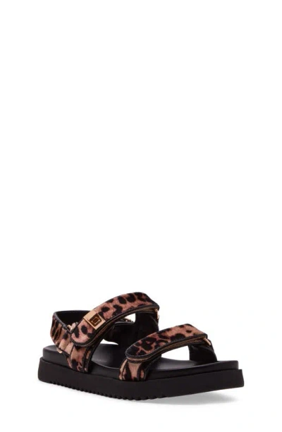 Steve Madden Kids' Mona Sandal In Leopard Velvet