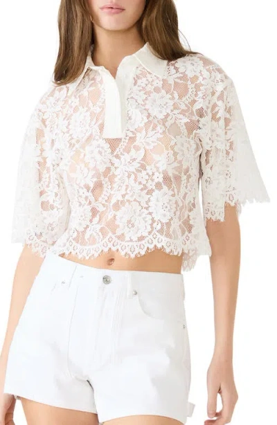 Steve Madden Monette Floral Lace Layering Top In White
