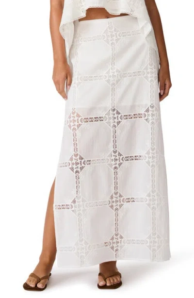 Steve Madden Monique Lace & Embroidery Detail Cotton Maxi Skirt In White