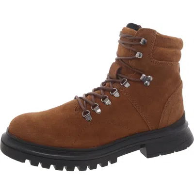Steve Madden Monty Mens Suede Lug Sole Combat & Lace-up Boots In Brown