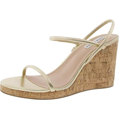 Steve Madden Morgan Womens Cork Wedge Sandals In Gold