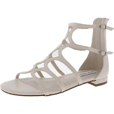 Steve Madden Morocco Womens Zipper Faux Leather Ankle Strap In Beige