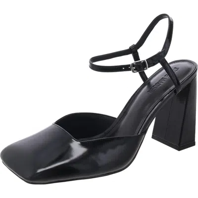 Steve Madden Mosaic Womens Buckle Leather Ankle Strap In Black