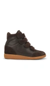 Steve Madden Mustang Wedge Sneaker In Brown Suede