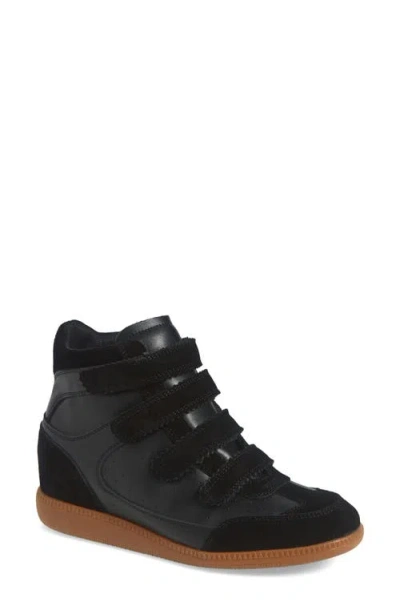 Steve Madden Mustang Wedge Sneaker In Black Suede