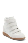 Steve Madden Mustang White Suede High-top Wedge Sneakers In White