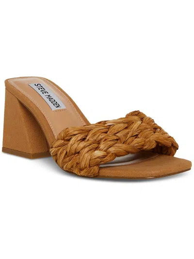 Steve Madden Mylee Womens Braided Square Toe Block Heel In Nat Raffia