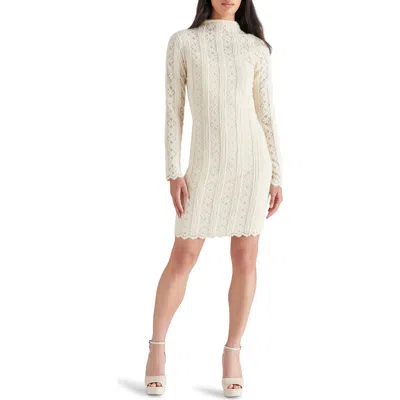 Steve Madden Nafia Lace Long Sleeve Sweater Dress In Sandy Beige