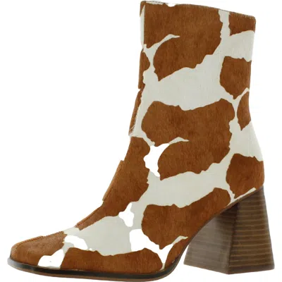 Steve Madden Nara Womens Calf Hair Square Toe Mid-calf Boots In Brown