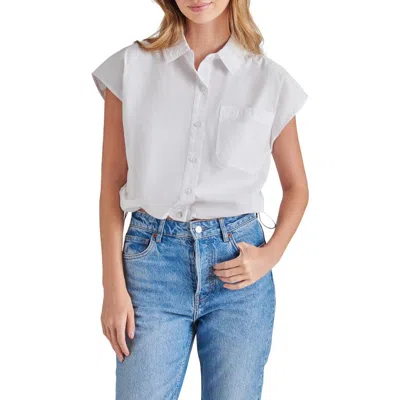 Steve Madden Nassau Short Sleeve Button-up Top In White