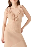 Steve Madden Nataly Ruffle Neck Sleeveless Sweater In Neutral