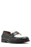 Steve Madden Men's Natan Penny Moc Toe Loafer In Black,white