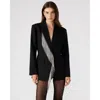 Steve Madden Nellie Rhinestone Fringe Blazer In Black