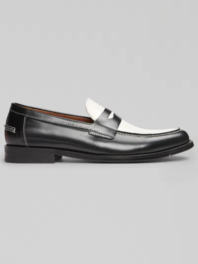 Steve Madden Nettuno 2-tone Penny Loafers In Black