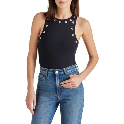 Steve Madden Nico Grommet Sleeveless Bodysuit In Black