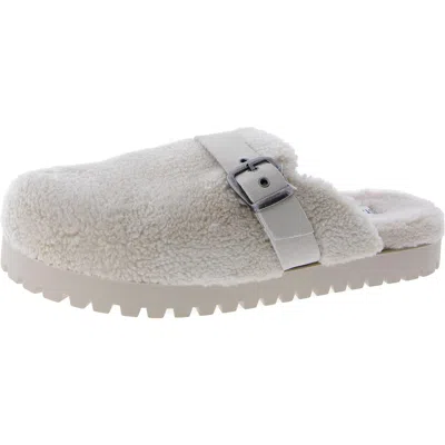 Steve Madden Nina Womens Buckle Slip On Clogs In White