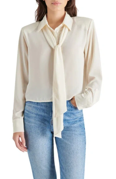 Steve Madden Women's Noelle Tie-neck Long-sleeve Blouse In Cream