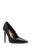 Steve Madden Noir Pointed Toe Pump In Black Leather