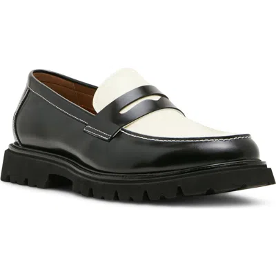 Steve Madden Nomadd Penny Loafer In Black/white Leather