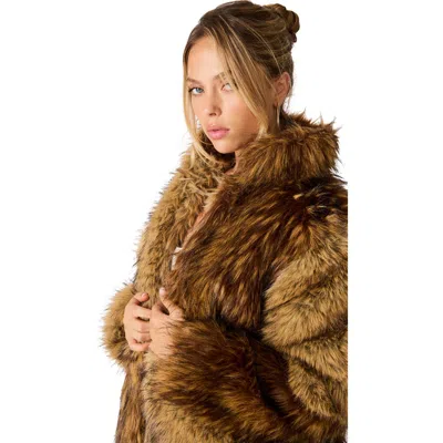 Steve Madden Norie Faux Fur Coat In Brown