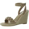 Steve Madden Novah Womens Faux Leather Slingback Wedge Sandals In Gray