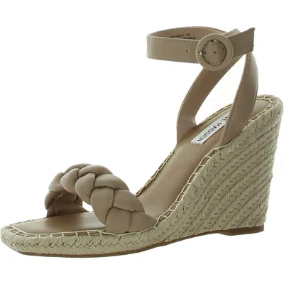 Steve Madden Novah Womens Faux Leather Slingback Wedge Sandals In Gray