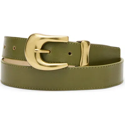 Steve Madden Nubuck Faux Leather Belt In Olive