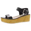Steve Madden Nylee Womens Solid Wedge Platform Sandals In Black