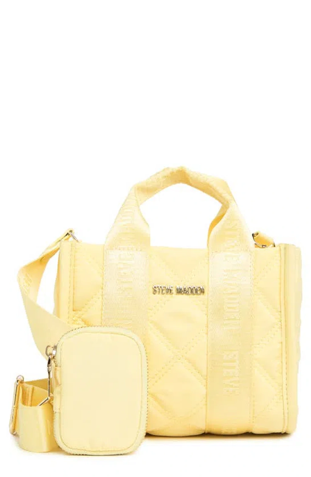 Steve Madden Nylon Quilted Crossbody Bag In Lemon Yellow  display picture 1