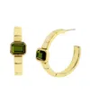 Steve Madden Olivine Gem Watch Chain Hoop Earrings
