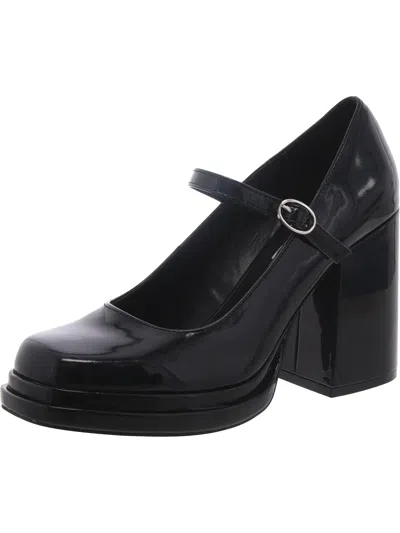 Steve Madden Olivvia Womens Patent Square Toe Mary Jane Heels In Black Patent