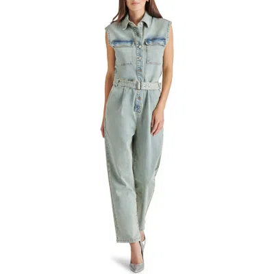 STEVE MADDEN STEVE MADDEN OLYNNE SLEEVELESS DENIM JUMPSUIT