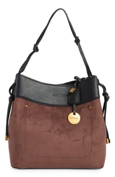Steve Madden Opal Mixed Media Hobo Bag In Brown