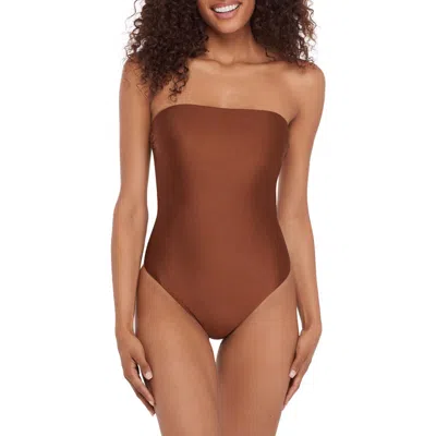 Steve Madden Open Back One-piece Swimsuit In Brown