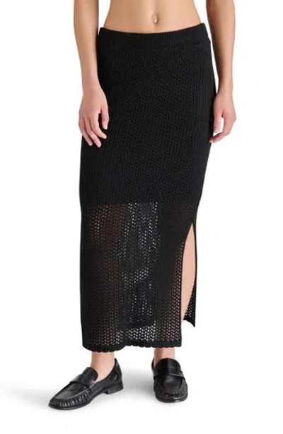 Steve Madden Open Stitched Midi Skirt In Black