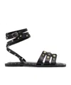 Steve Madden Open-toed Ankle Belt Flat-soled Sandals In Black