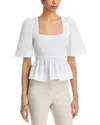 Steve Madden Orion Smocked Peplum Top In White