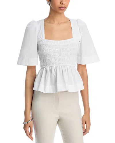 Steve Madden Orion Smocked Peplum Top In White